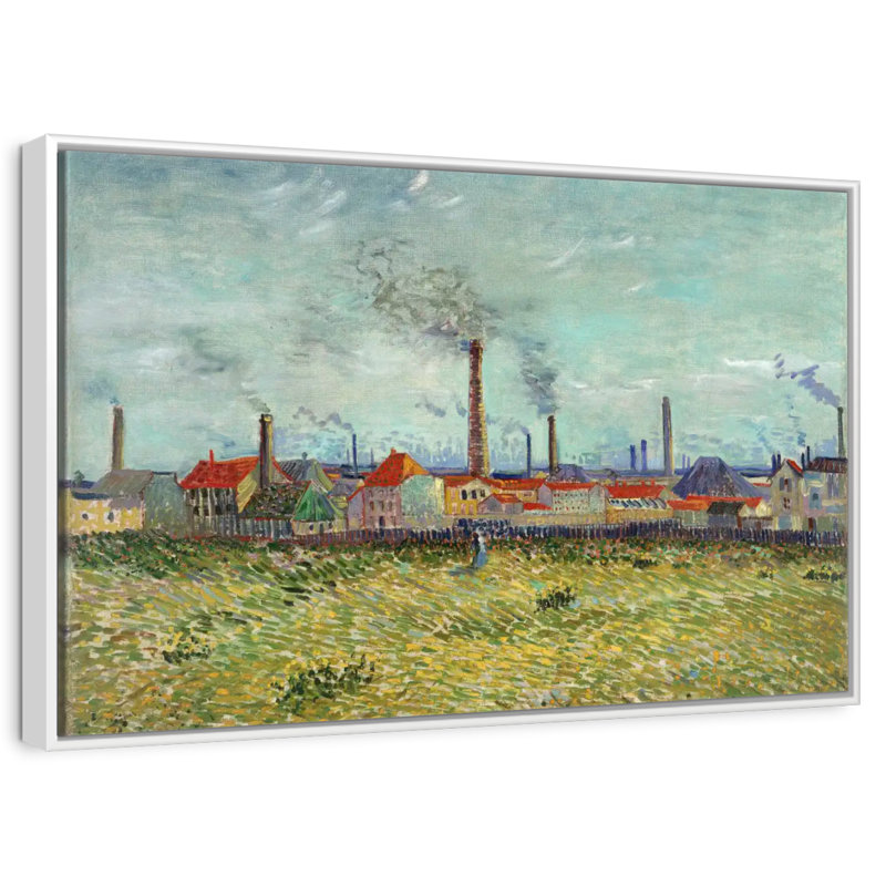Usines à Clichy, 46 po x 31 po, Cadre flottant blanc