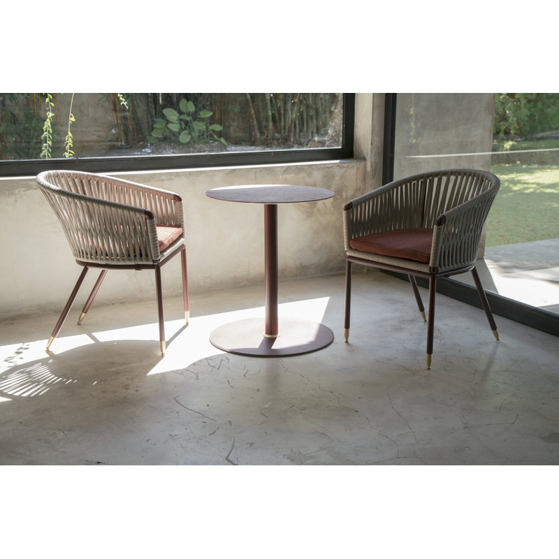 Summer Outdoor Dining Armchair, Graphite/Stainless Steel, Titanium Round Ropetek