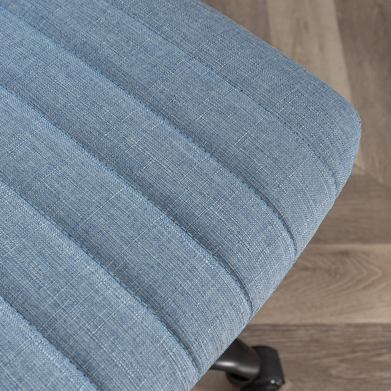 Chaise de bureau avec rembourrage en polyester, pivotant, hauteur réglable, roulettes, Bleu