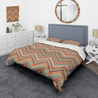 Colorful Navajo Chevron - Abstract Duvet Cover Set - Microfiber Polyester