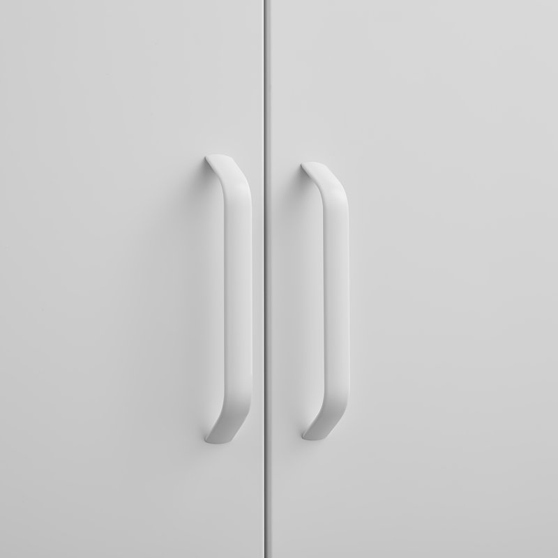 Storage Cabinet With Adjustable Shelves, Magnetic Door Stopper, Aluminum Alloy Handles, White