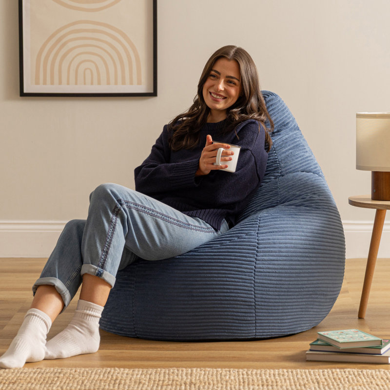 Dalton Corduroy Recliner Bean Bag, Blue