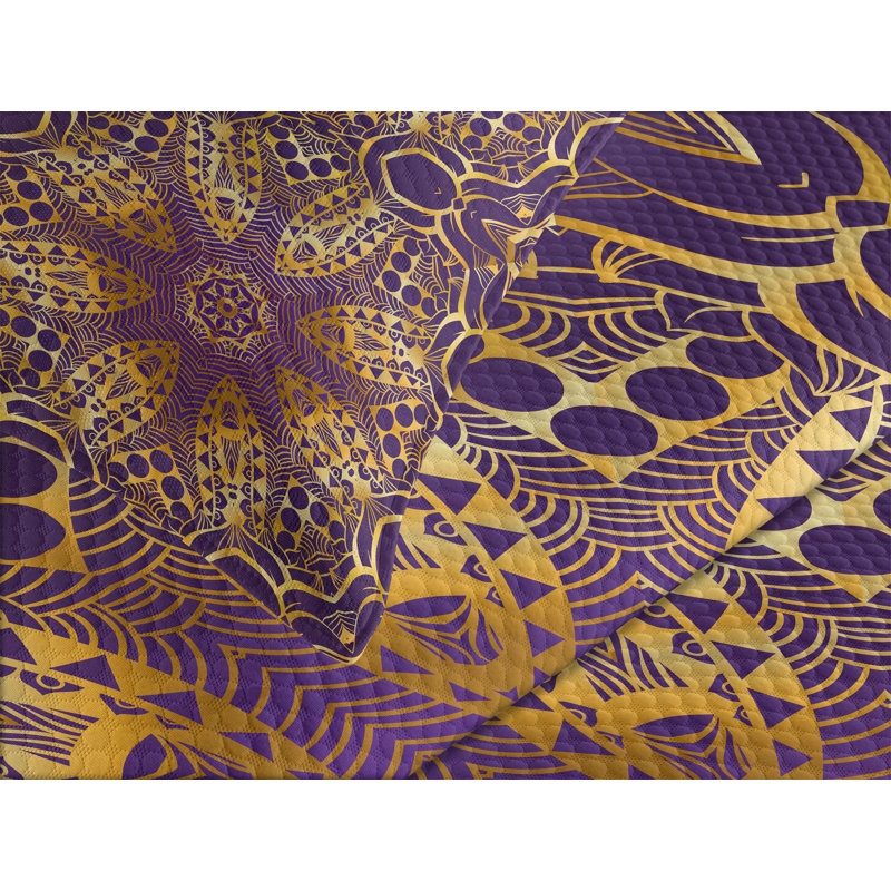 Yellow Quilted King Bedspread Set with Pillow Shams