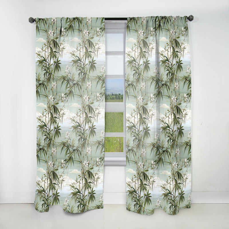 Bamboo Reflections Tropical Motif IV - Rideau floral - Rideau floral obscurcissant - 1 panneau, L 52 po x L 120 po
