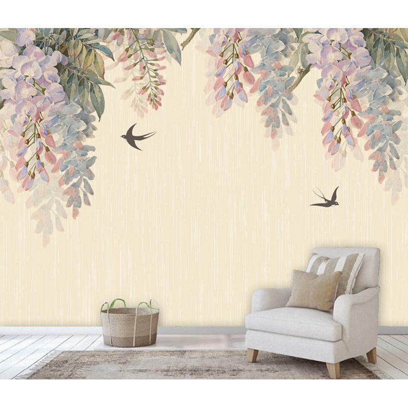 Adhésif mural fleur de glycine Aust, L 75 po x l 112 po