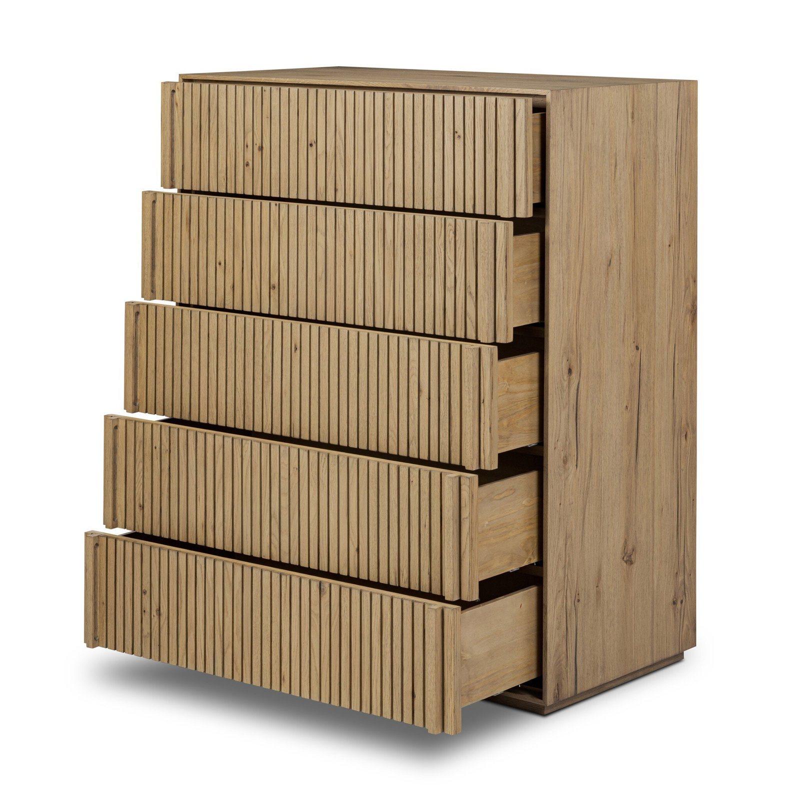 Leo 5 Drawer Dresser, Rustic Light Natural