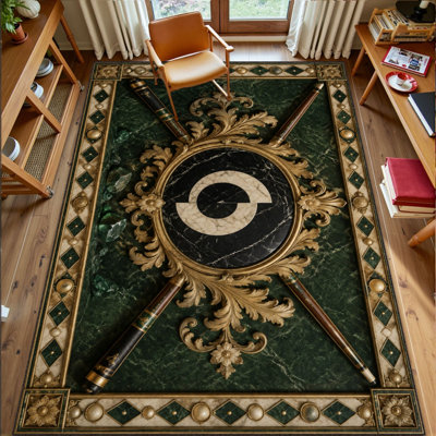 Tapis lavable 180 x 270 cm, tapis à poils courts élégant avec cadre orné et envers antidérapant en TPE. Motif marbré décoratif. Tapis d'intérieur doux pour salon, chambre, salle à manger et bureau.