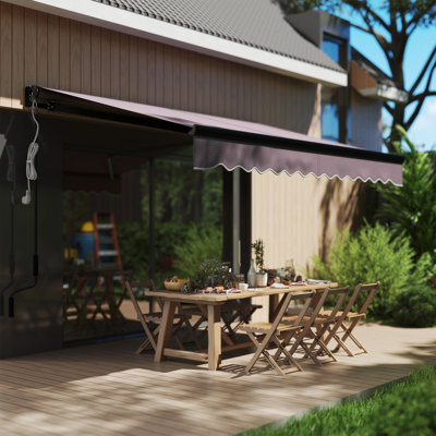 Brayden Studio Polyester Cover Motorised Retractable Sunshade Awning