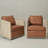 2 Pieces Genuine Leather Oak Wood Cane Swivel Barrel Chair-1258990969