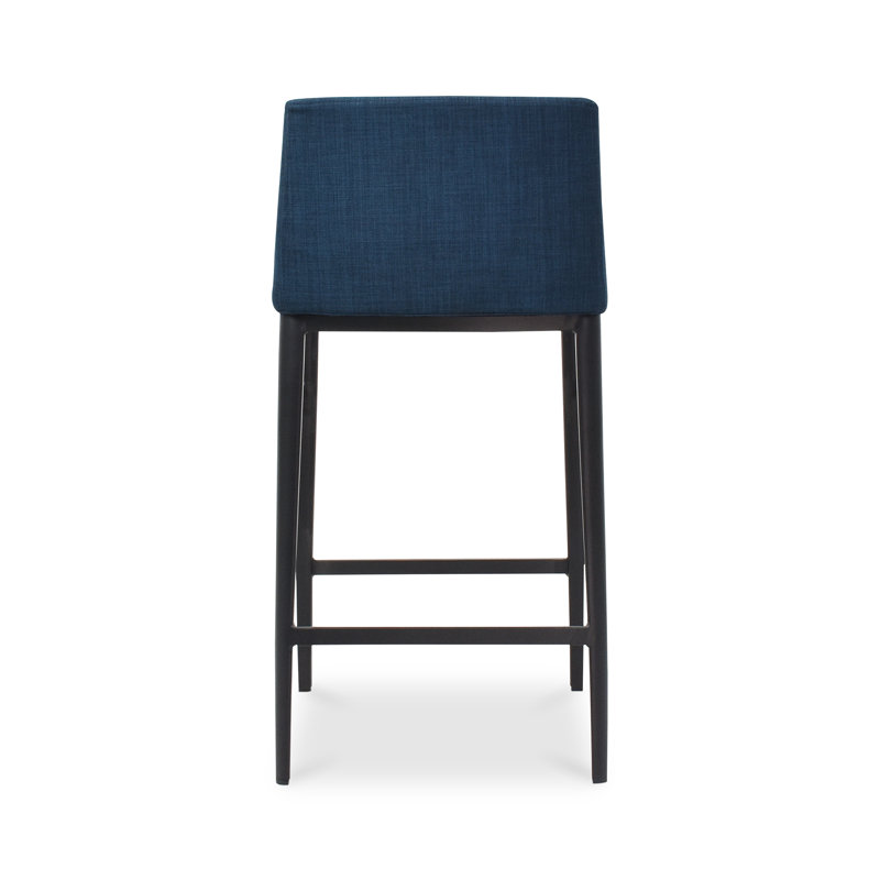 Baron Upholstered Stool with Metal Frame, Counter Stool (25.5” Seat Height), Blue