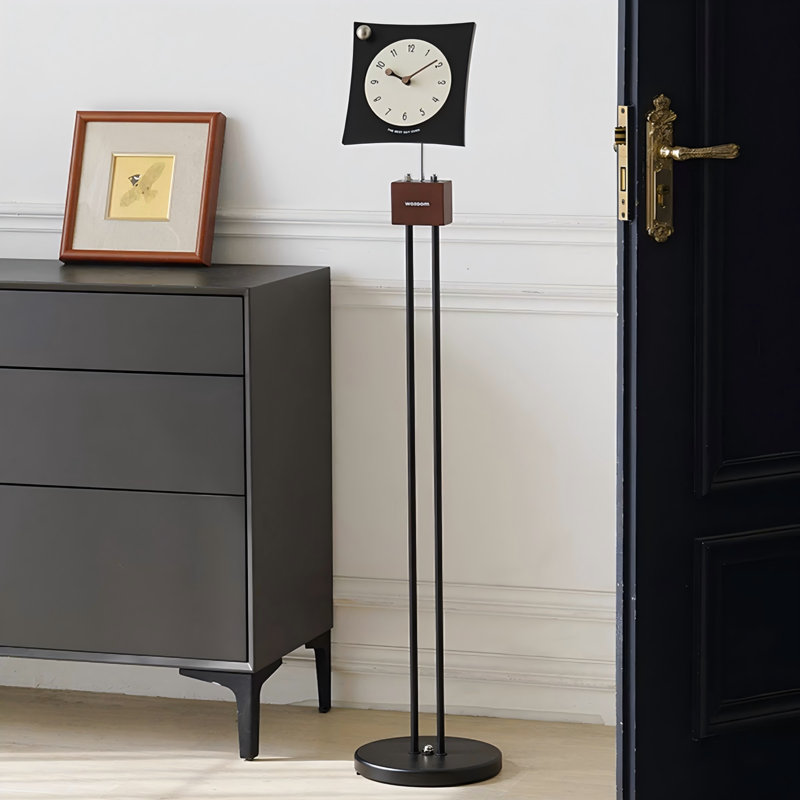 49.61 in. H Iron and Plastic / Acrylic Floor Clock, Black