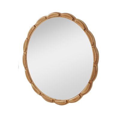 Round Solid Wood Wall Mirror