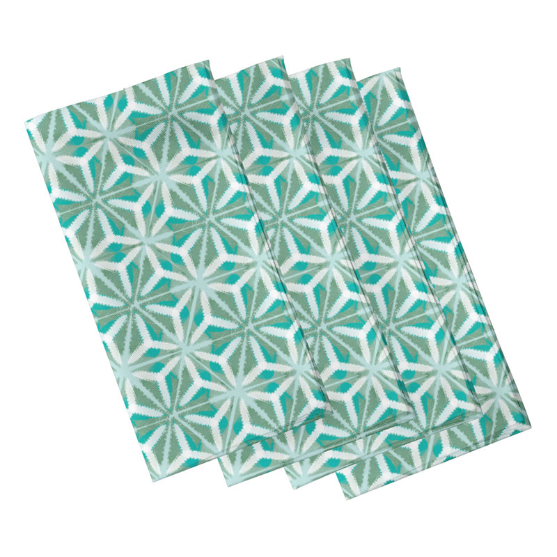 Daedrian Polyester Geometric Square Napkin, Aqua, 18" W x 18" L, Geometric 1 