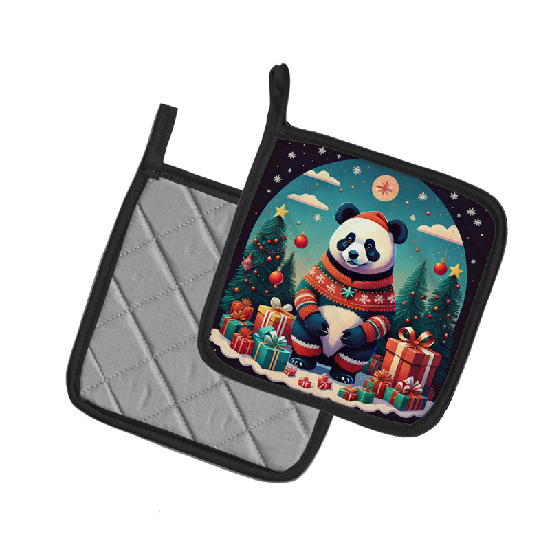 Paire de porte-casseroles Panda Christmas