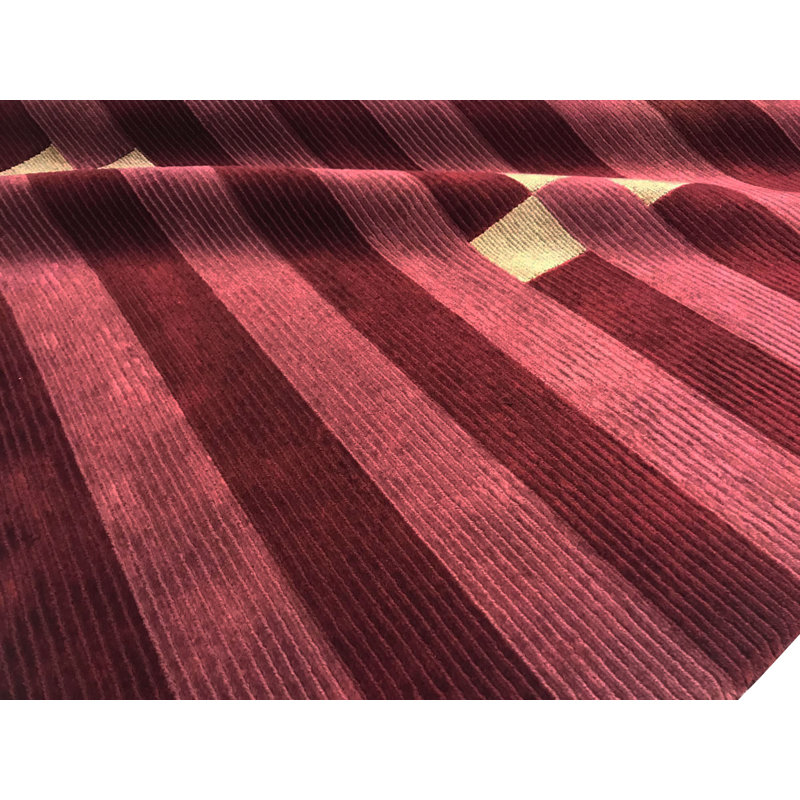 Himalayan Wool Striped Area Rug in Red
