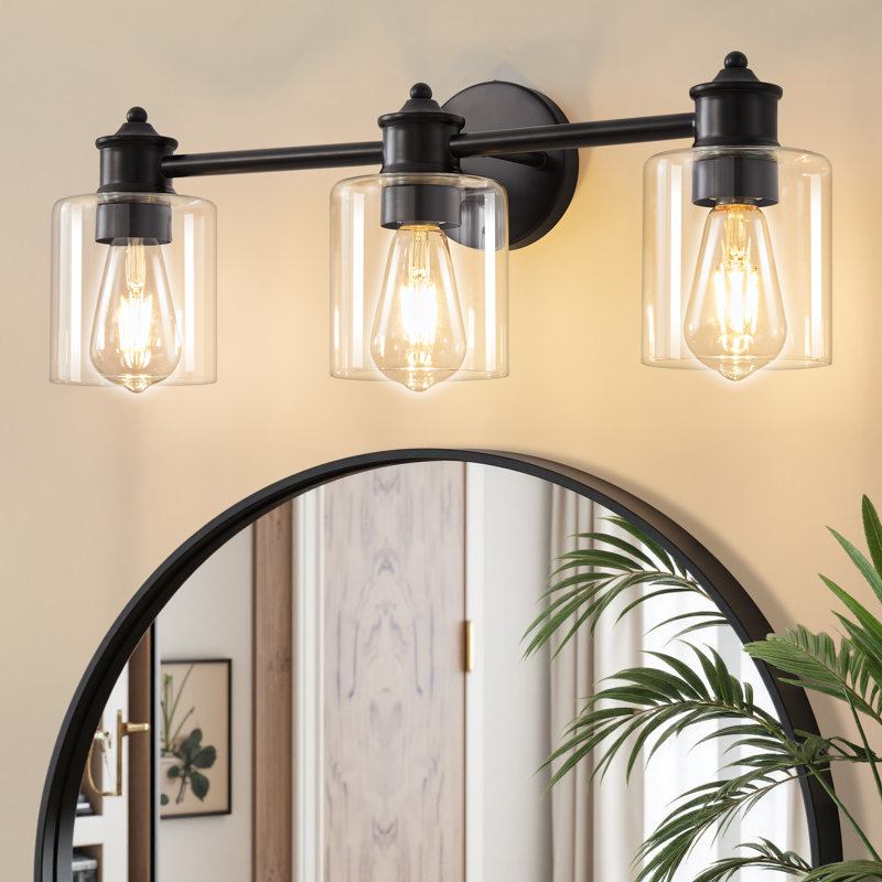 Kishaan 3 - Light Dimmable Vanity Light Bathroom Vanity Light Fixtures, Matte Black