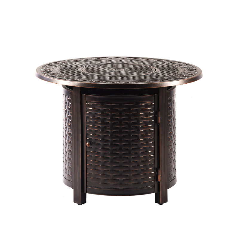 Eastpointe Round Aluminum Propane Smokeless Fire Pit Table with Hidden Fuel Tank, Antique Copper