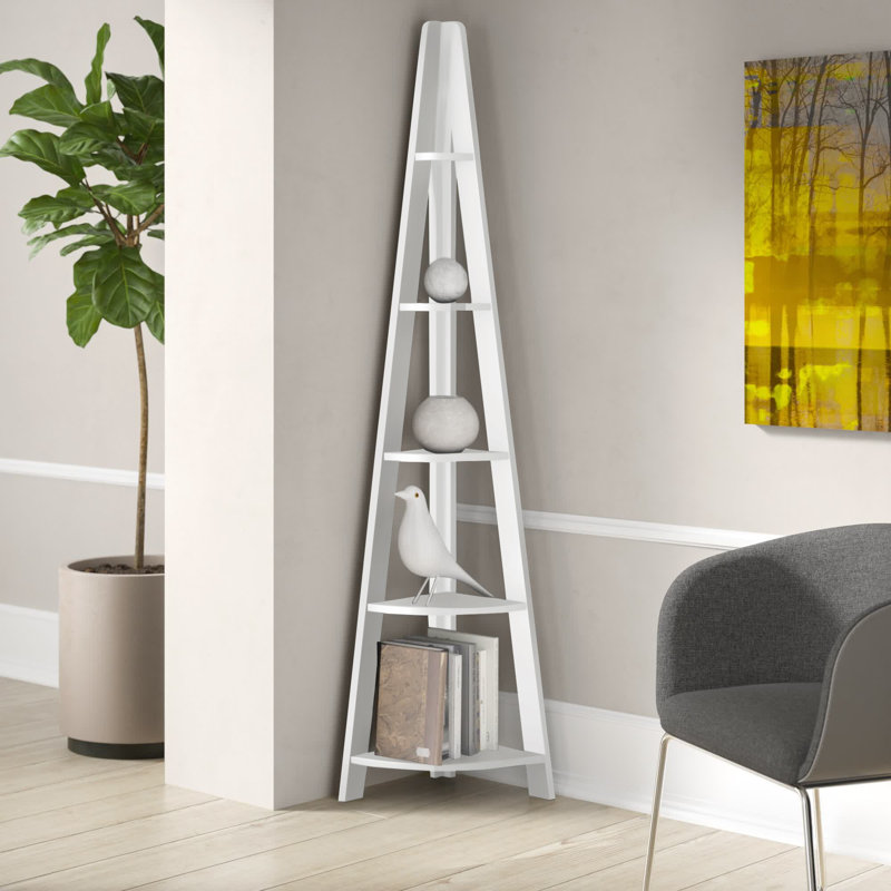 Arelious 175.4cm H x 38.6cm W Corner Bookcase, White