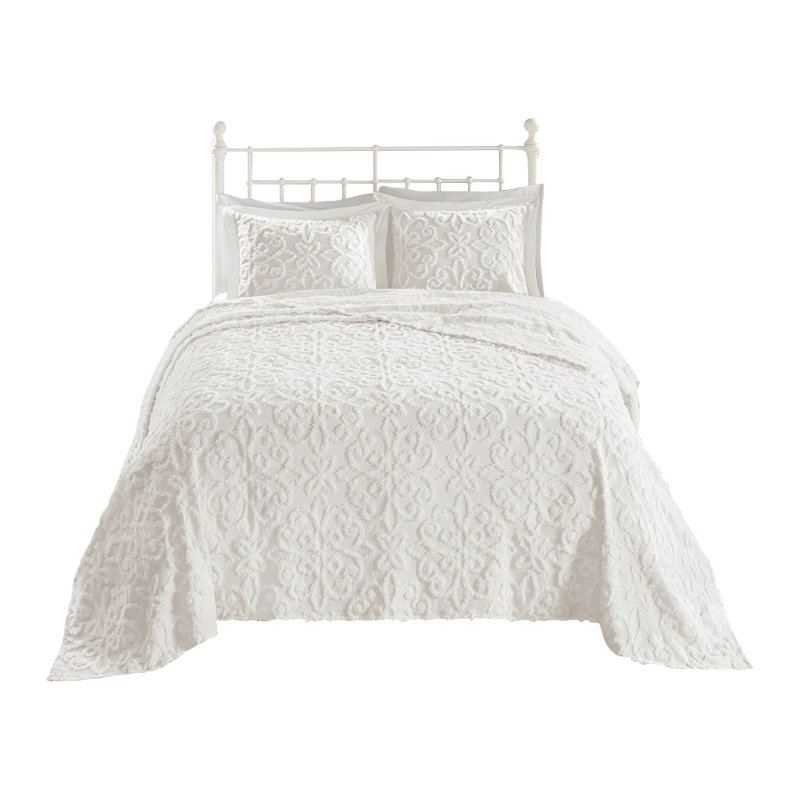 Literie Eldridge, Couvre-lit double / grand + 4 pièces supplémenta, Blanc cassé