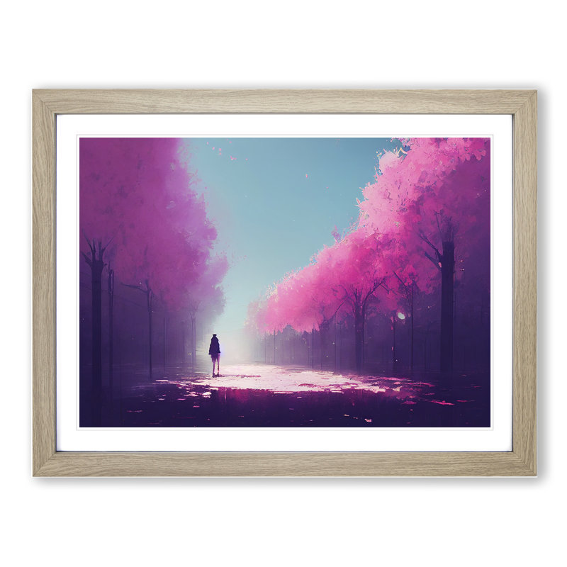XH1022-6333X Mysterious Cherry Blossom Trees Vol.2 - Single Picture Frame Print, 25cm H x 34cm W, Oak