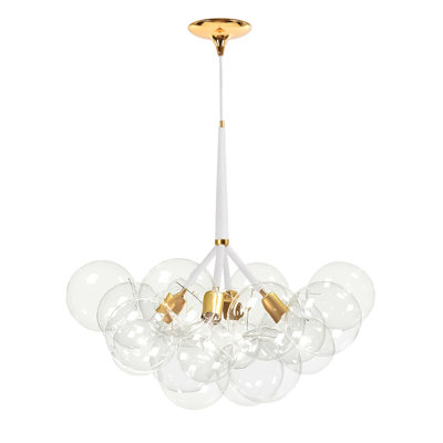 Modern 4-Light  Clear Glass Cluster Bubble Chandelier