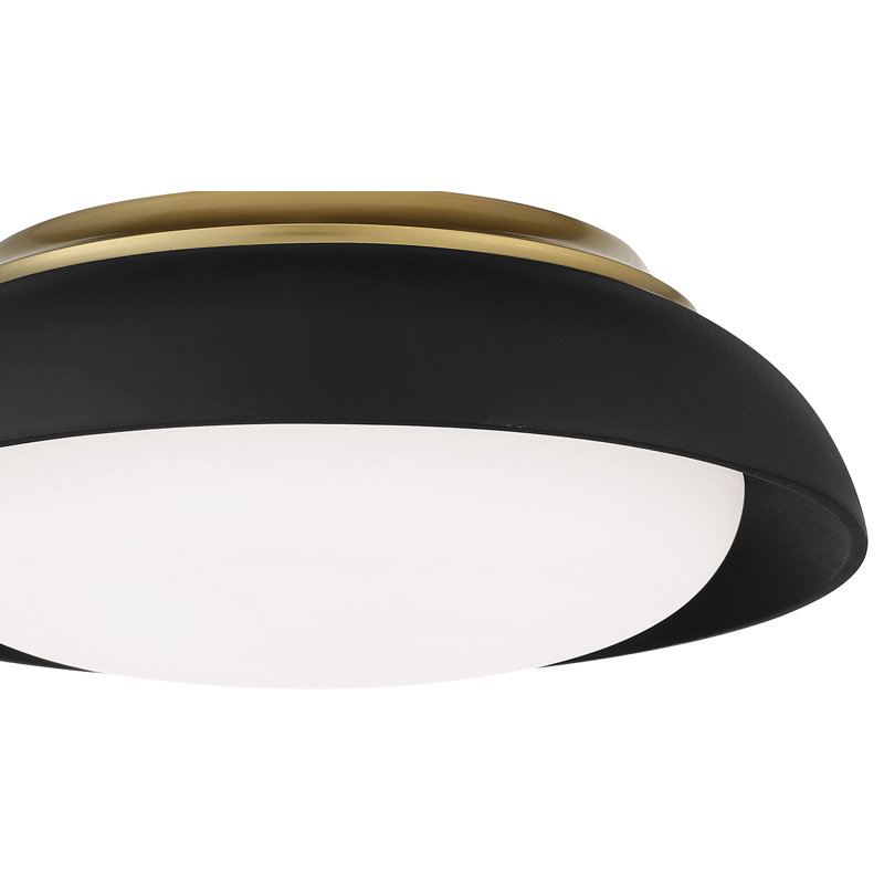 Acrylic LED Flush Mount, Coal/Gold, 5.38'' H x 15'' W x 15'' D