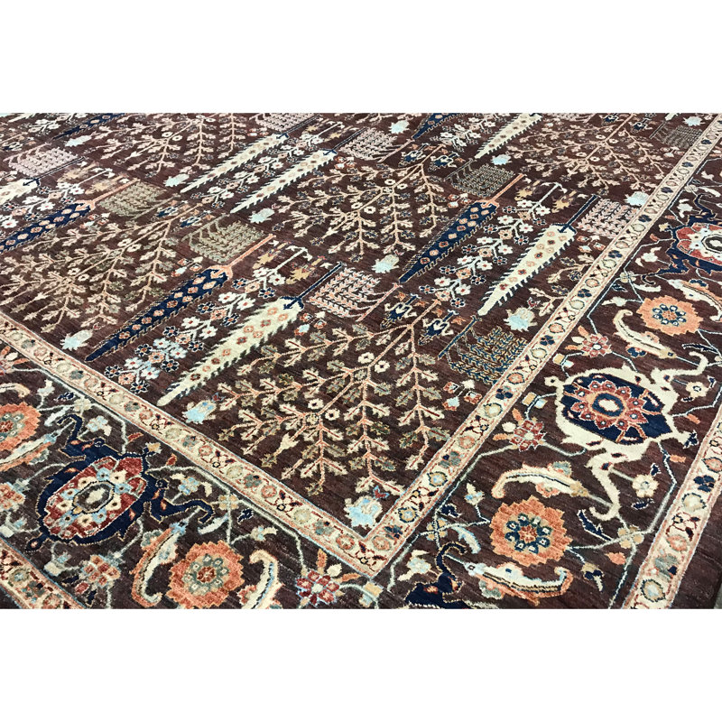 Tapis brun de haute qualité noué à la main