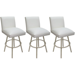 Set Of 3 Swivel Metal Bar Stools 30" Seat