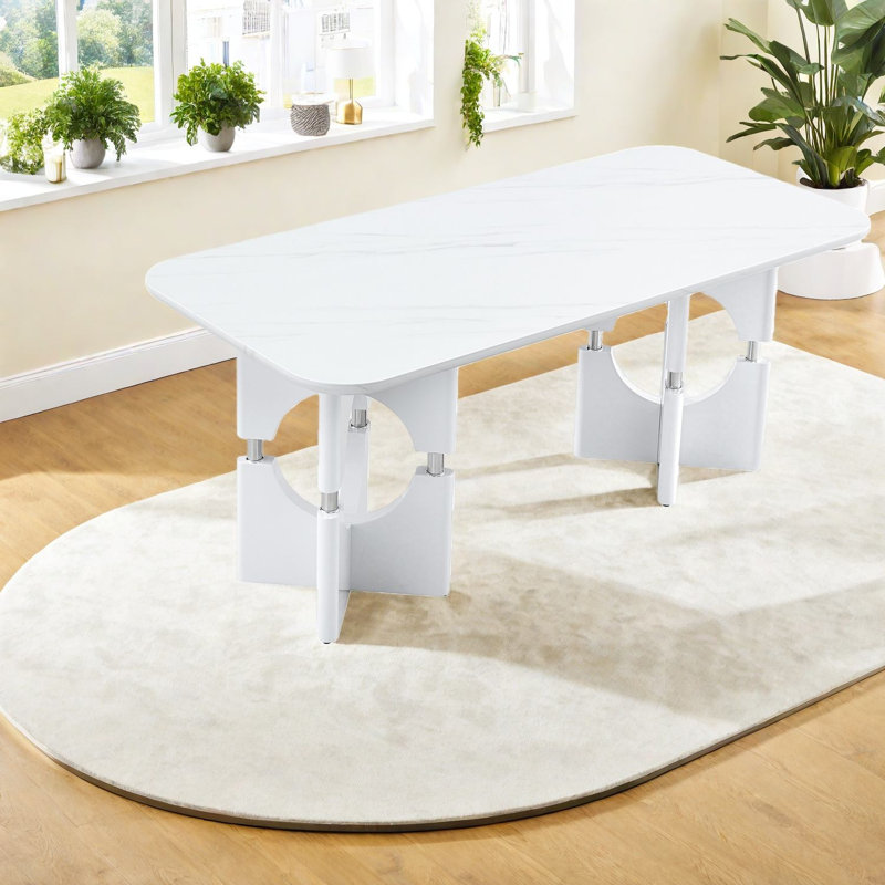 Table de salle à manger moderne et compacte, en MDF et en marbre, parfaite pour les petits espaces