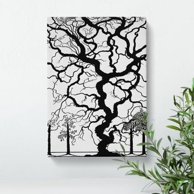 Monochrome Tree Art No.4 - Wrapped Canvas