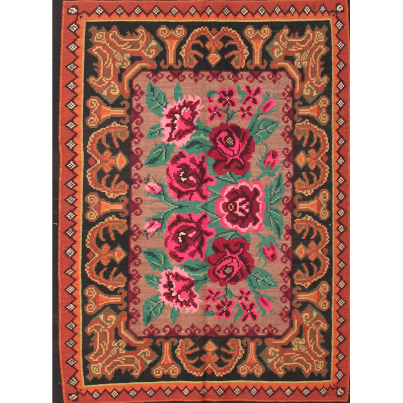 Tapis orange/rouge/brun traditionnel Alethia, Rectangle 8 pi x 10 pi