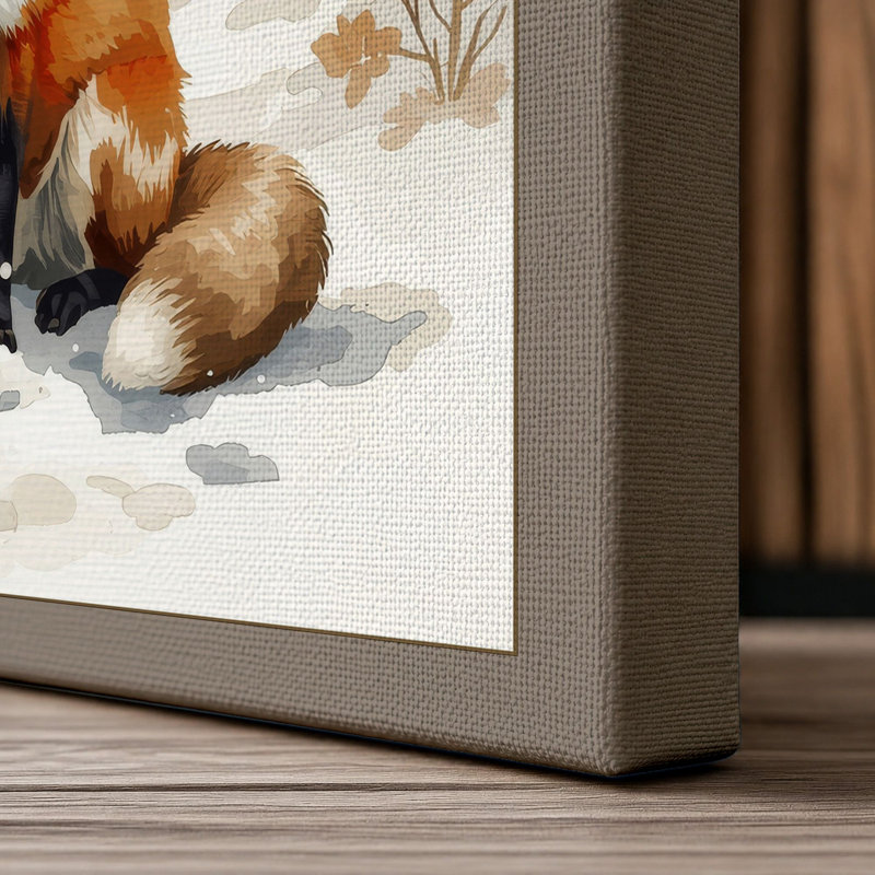 Fox in Winter Scandinavian - Wrapped Canvas, 18x12 - 45.7 x 30.5 cm, Taupe Border