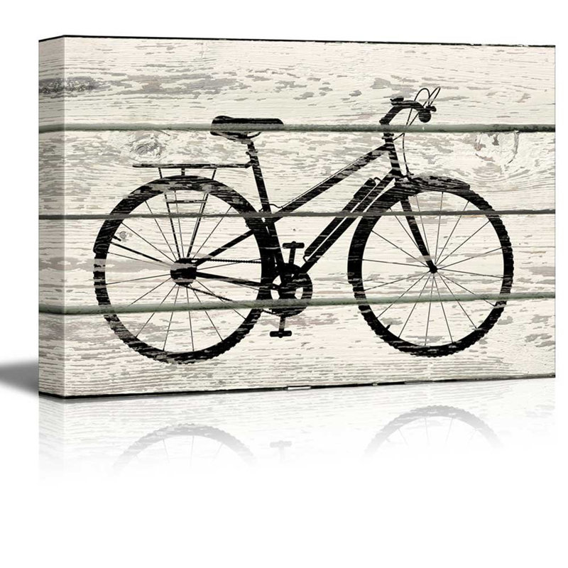 " Bicycle Bike Silhouette Artwork Rustic Home Art ", 32" H x 48" W