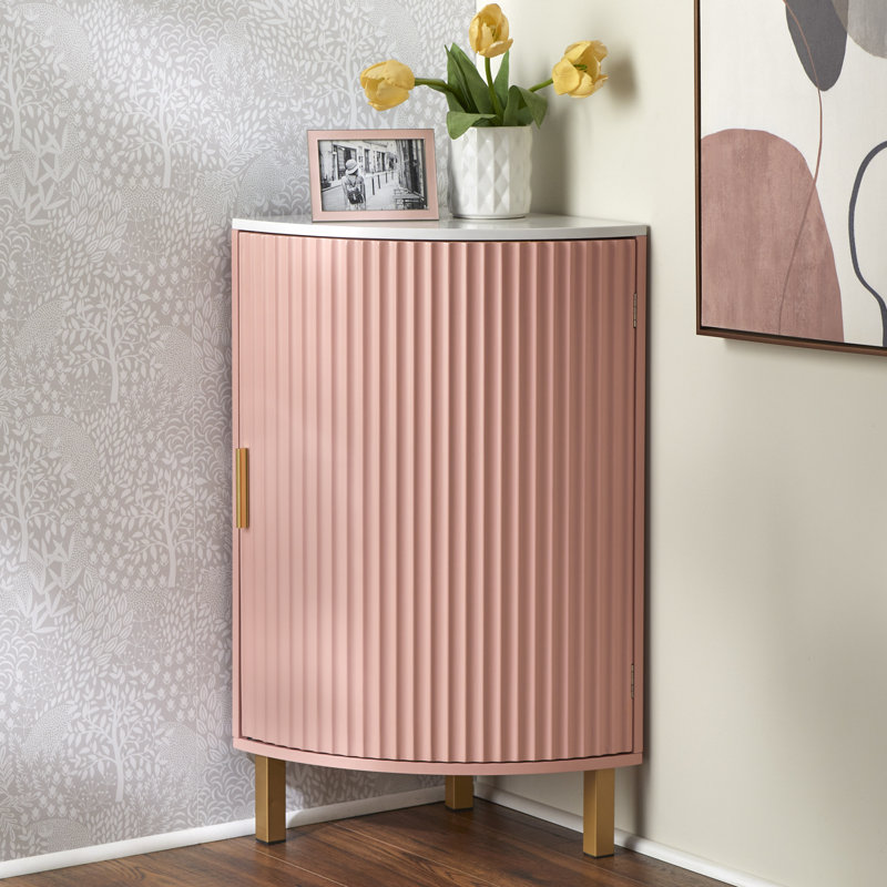 Lula Corner Accent Cabinet, Pink