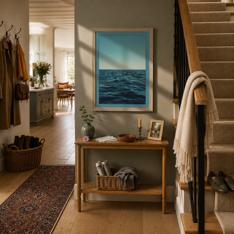 Ocean Horizon Coastal - Framed Print, Oak, A3 - 42.0 x 29.7 cm