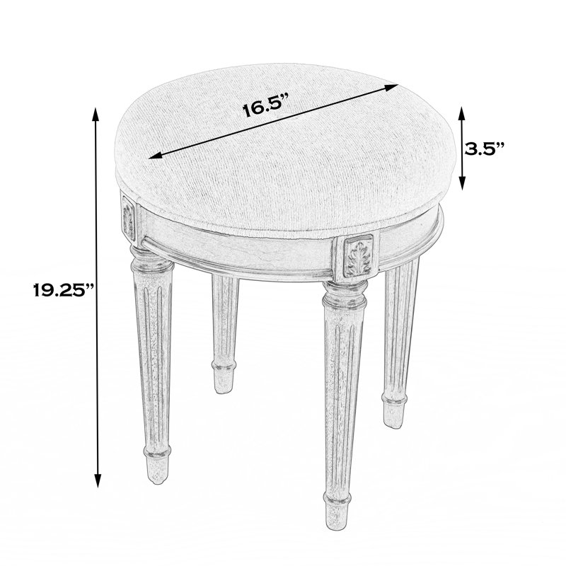 Bernadette Upholstered 18"W Vanity Stool, Olive Ash Burl, Brown/Coffee