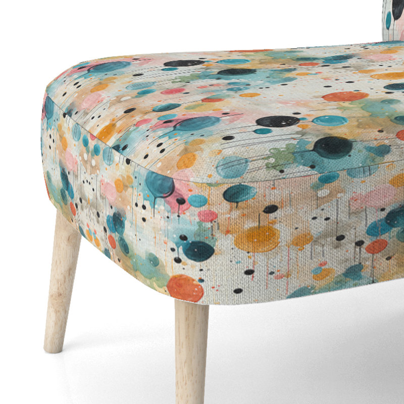 Multicolor Dance Polka Dots Pattern - Upholstered Modern Side Chair, Polka Dots Accent Chair