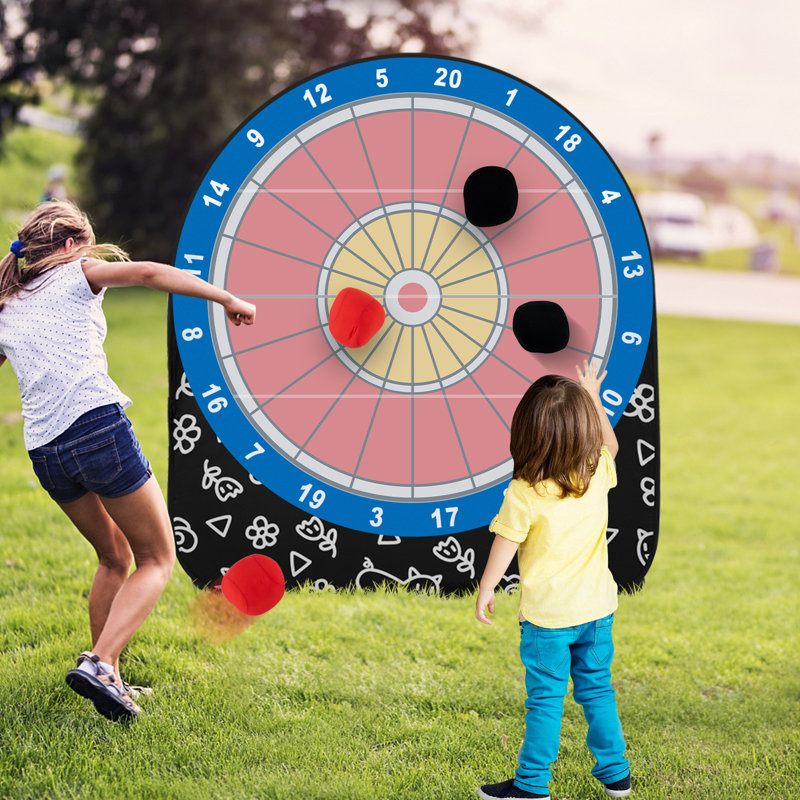 Kids Large Dart Board Foldable Dartboard W/4 Kick Balls