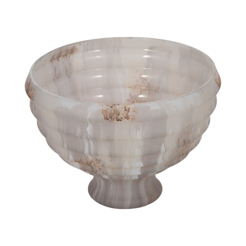 Handmade Glass Decorative Bowl, 7" H x 9" W x 9" D, Ivory