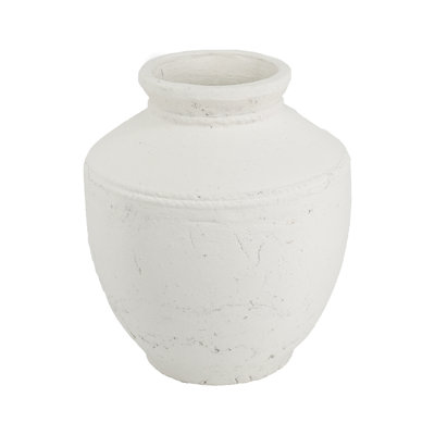 Round Terracotta Vase - Natural White Finish