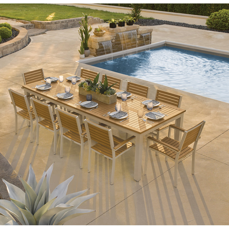 Travira 103" Long Tekwood Outdoor Dining Table, Teakwood Natural