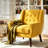 Jaqueze Upholstered Yellow Linen Blend Tufted Wide Back Armchair with Solid Wood Legs-1410205029