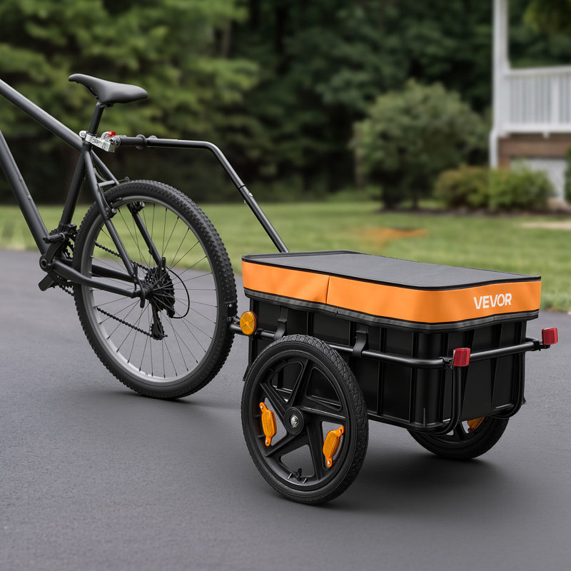 Remorque cargo pour vélo 40 kg (88 lb) 2 en 1, chariot robuste avec housse imperméable, roues de 40 cm (16 po), réflecteurs, cadre en acier au carbone, compatible avec les roues de vélo de 56 à 71 cm (22 à 28 po), pour le transport de marchandises