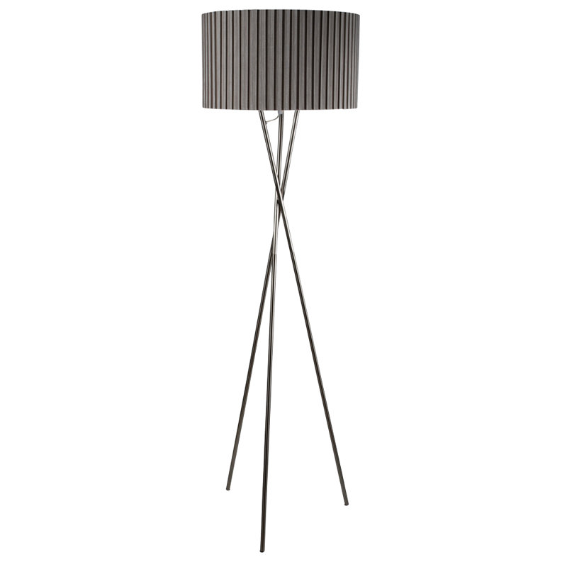 Edith 150cm Satin Nickel Tripod Floor Lamp, Black