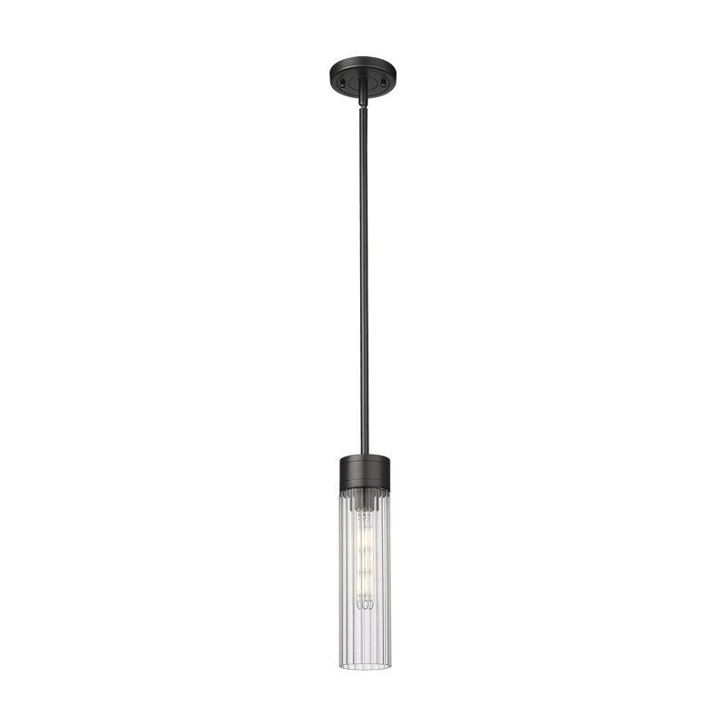Luminaire suspendu 8 lumières Empire, Transparent, H 12,75 po x l 3,13 po x P 3,13 po, Noir mat