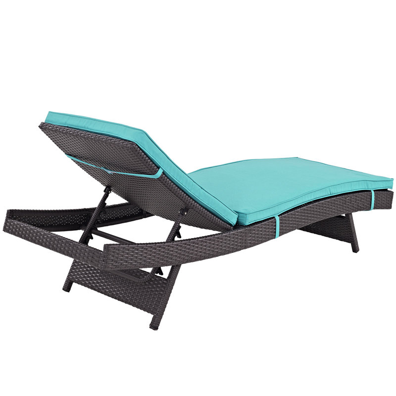 Chaises longues d'extérieur en rotin Convene, Turquoise