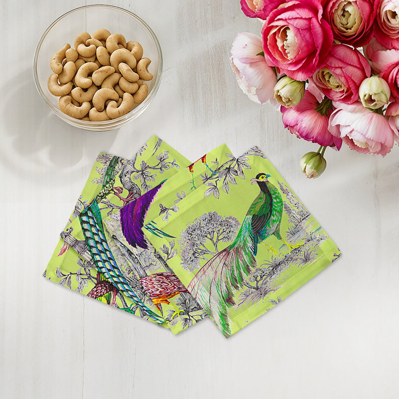 Pheasant Fall Sauvage Cotton Sateen Cocktail Napkins, St Germain