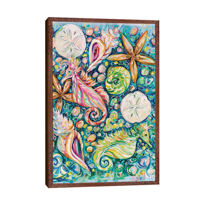 Conchology by Estelle Grengs - Painting on Canvas, Classic Brown Wood Framed, 101.6 cm H x 66.04 cm W