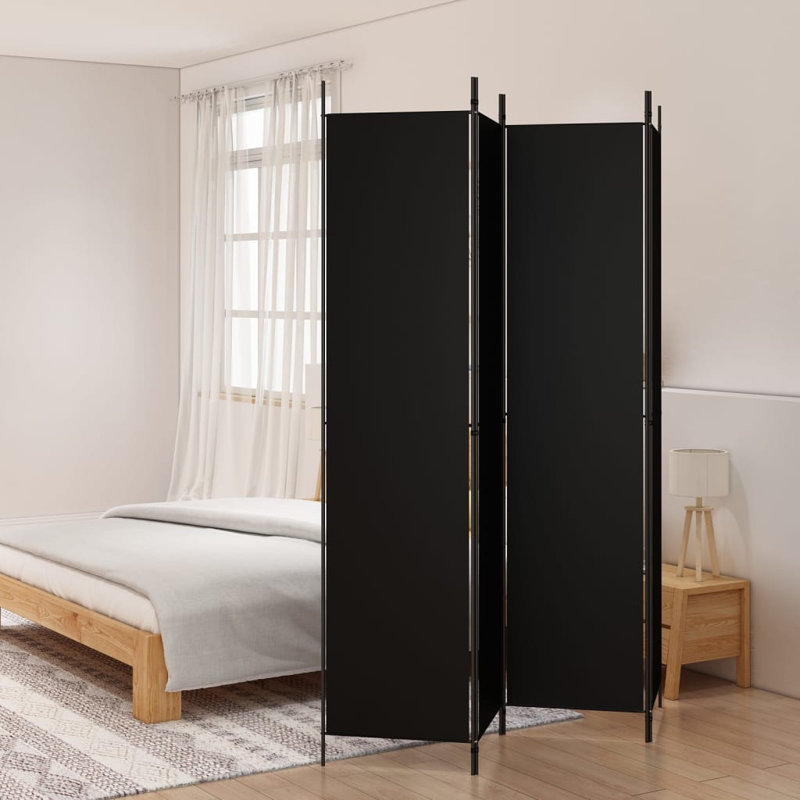 Kasimir Folding Room Divider, Black, 4, 220cm H x 200cm W