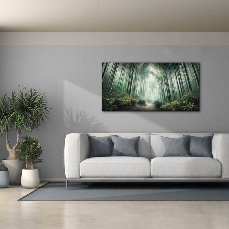  «Bamboo Forest In The Morning Mist» par Rey Klimt, art mural sur toile, 60 po x 30 po